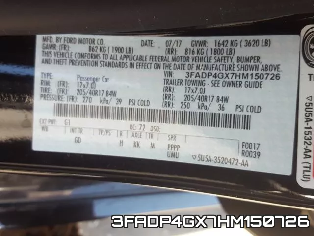 3FADP4GX7HM150726 фото 2