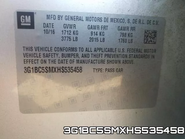 3G1BC5SMXHS535458 фото 2