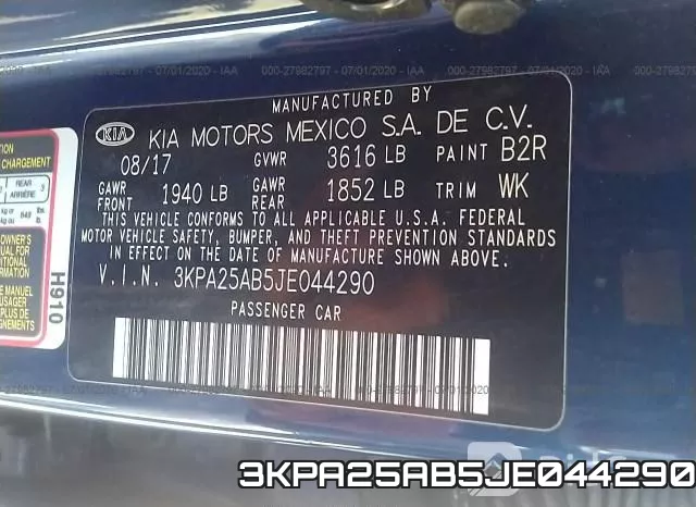 3KPA25AB5JE044290 фото 10
