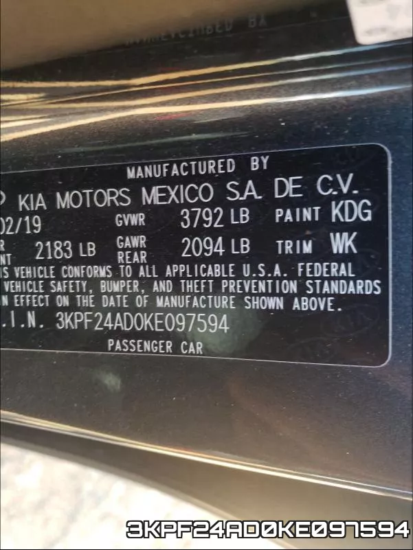 3KPF24AD0KE097594 фото 2