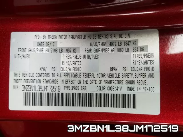 3MZBN1L38JM172519 фото 2
