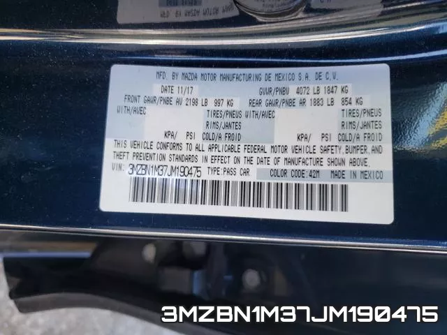 3MZBN1M37JM190475 фото 2