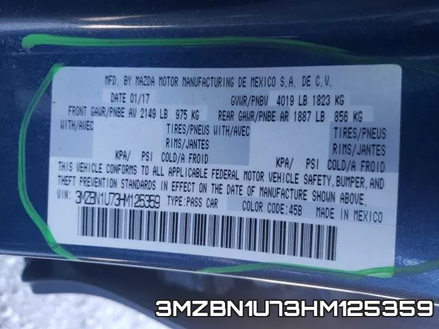 3MZBN1U73HM125359 фото 2