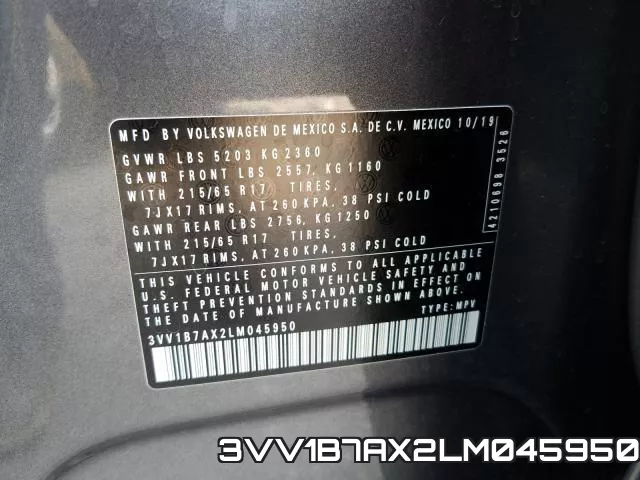 3VV1B7AX2LM045950 фото 2