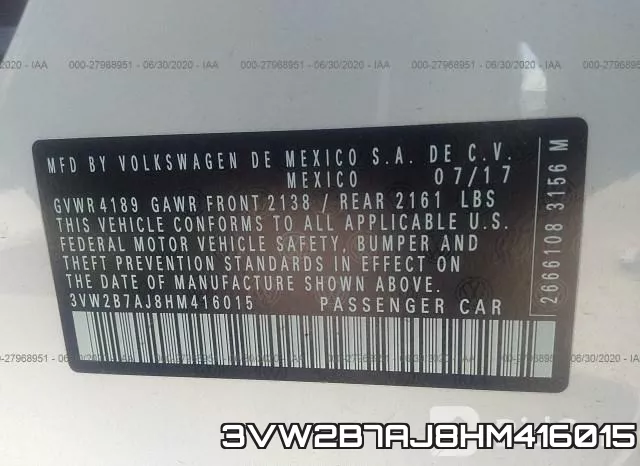 3VW2B7AJ8HM416015 фото 10