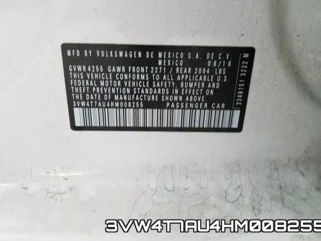 3VW4T7AU4HM008255 фото 2