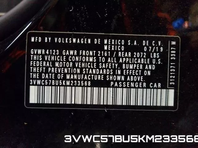 3VWC57BU5KM233568 фото 2