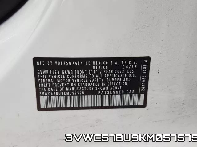 3VWC57BU9KM057575 фото 2