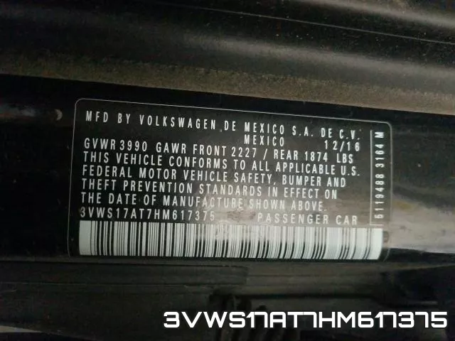 3VWS17AT7HM617375 фото 2