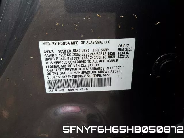5FNYF6H65HB050872 фото 2
