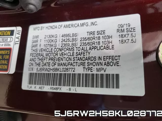 5J6RW2H58KL028772 фото 2