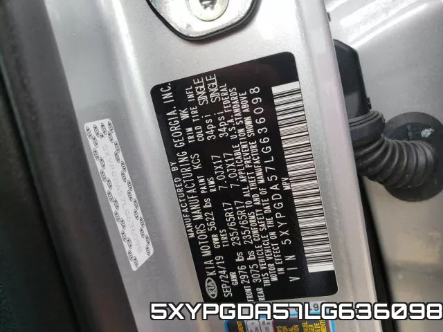 5XYPGDA57LG636098 фото 2