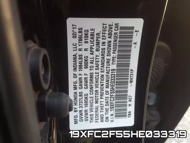 19XFC2F55HE033319 фото 2