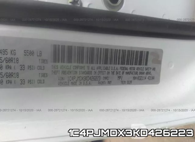 1C4PJMDX3KD426223 фото 10