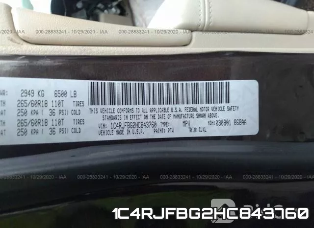 1C4RJFBG2HC843760 фото 9