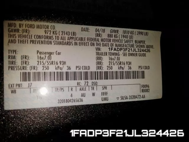 1FADP3F21JL324426 фото 2