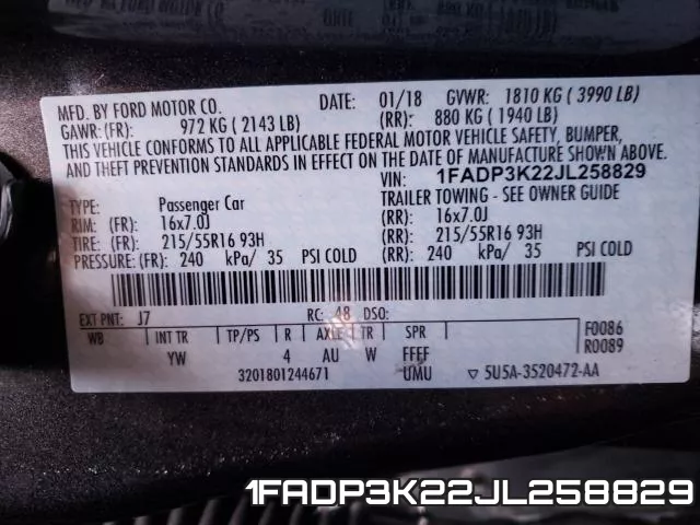 1FADP3K22JL258829 фото 2