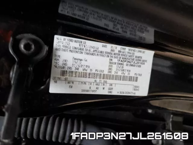 1FADP3N27JL261608 фото 2