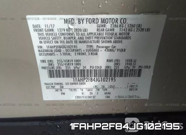 1FAHP2F84JG102195 фото 10