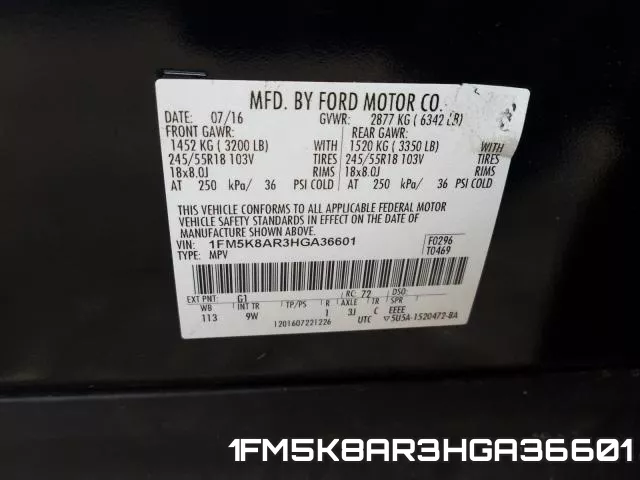 1FM5K8AR3HGA36601 фото 2