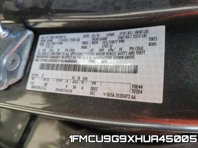 1FMCU9G9XHUA45005 фото 2