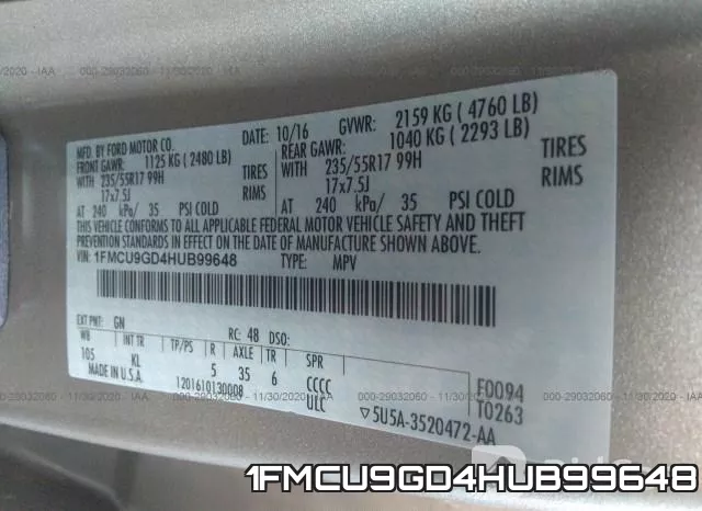 1FMCU9GD4HUB99648 фото 10