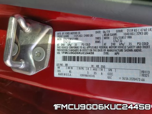 1FMCU9GD6KUC24458 фото 2