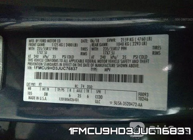 1FMCU9HD3JUC76837 фото 9