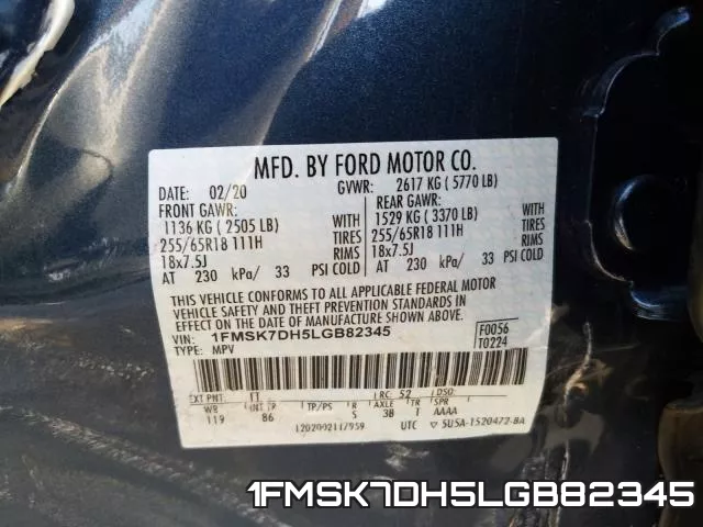 1FMSK7DH5LGB82345 фото 2