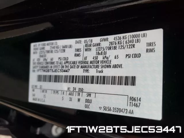 1FT7W2BT5JEC53447 фото 2