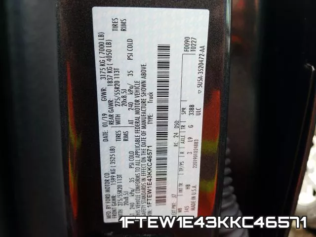 1FTEW1E43KKC46571 фото 2