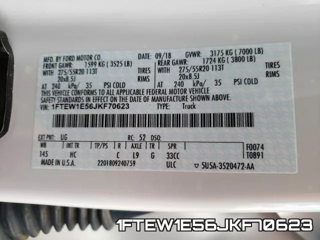 1FTEW1E56JKF70623 фото 2