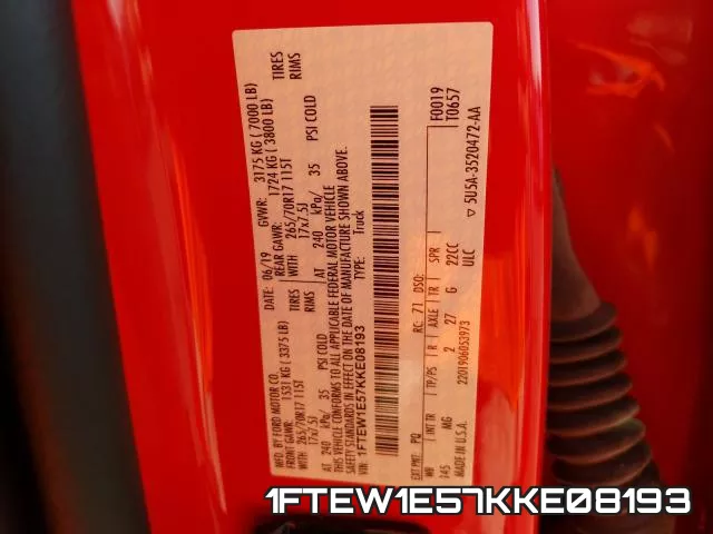 1FTEW1E57KKE08193 фото 2