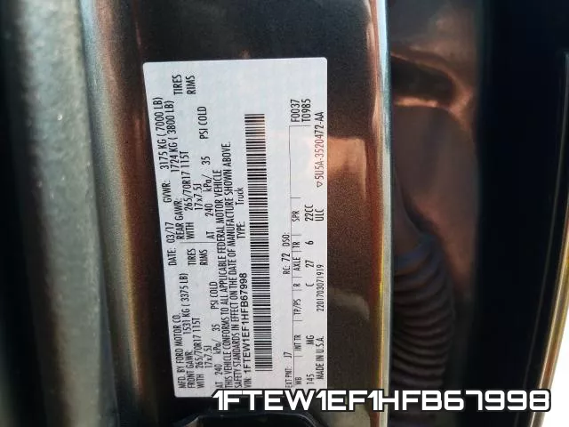 1FTEW1EF1HFB67998 фото 2