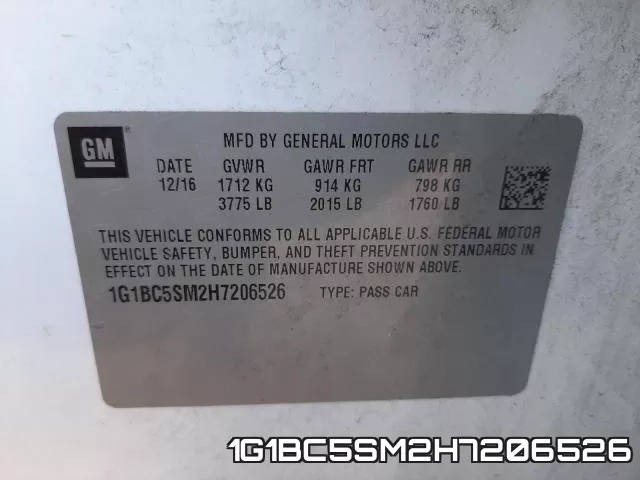 1G1BC5SM2H7206526 фото 2