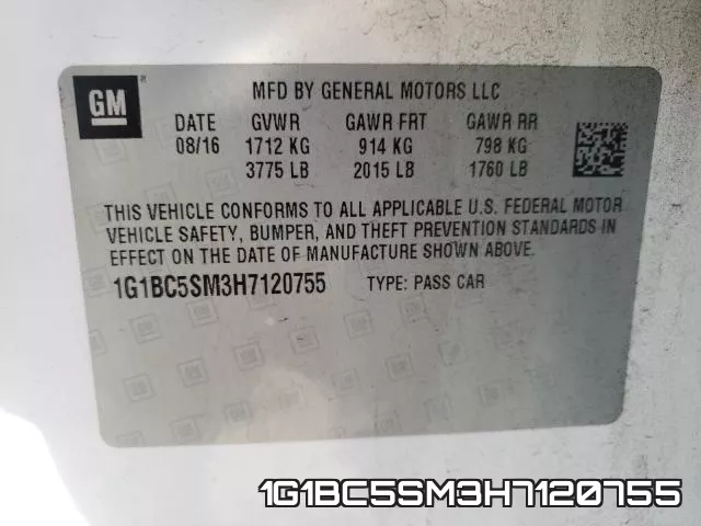 1G1BC5SM3H7120755 фото 2