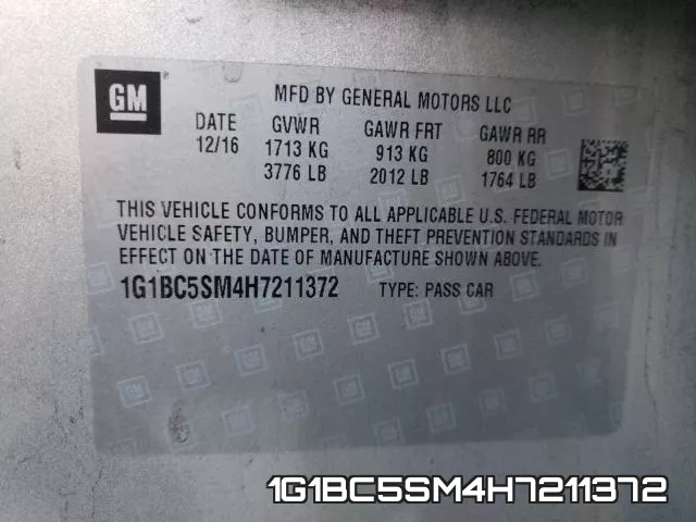 1G1BC5SM4H7211372 фото 2