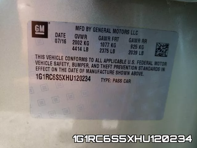 1G1RC6S5XHU120234 фото 2