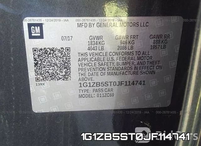 1G1ZB5ST0JF114741 фото 8