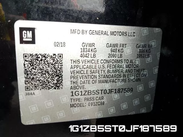 1G1ZB5ST0JF187589 фото 2