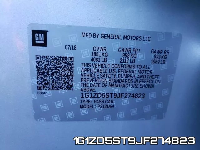 1G1ZD5ST9JF274823 фото 2