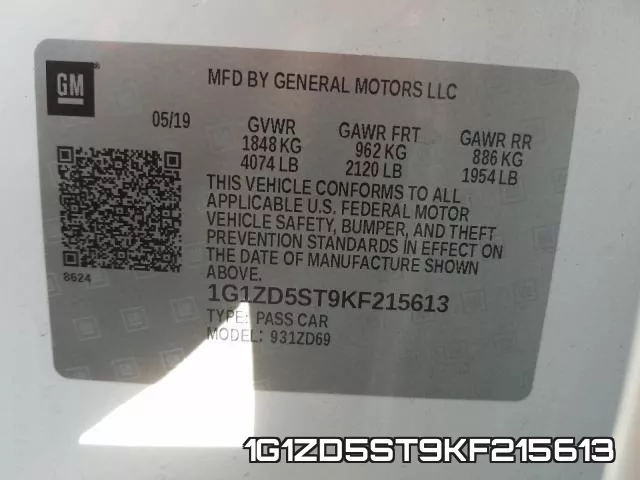 1G1ZD5ST9KF215613 фото 2