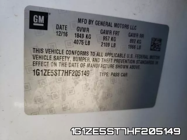 1G1ZE5ST7HF205149 фото 2