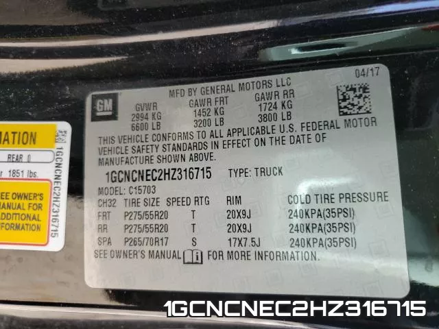 1GCNCNEC2HZ316715 фото 2