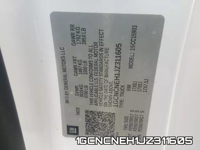 1GCNCNEH1JZ311605 фото 2