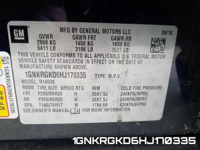 1GNKRGKD6HJ170335 фото 2