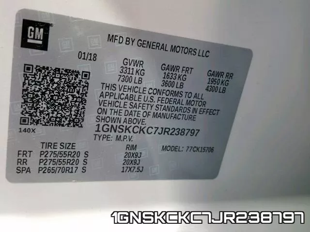 1GNSKCKC7JR238797 фото 2