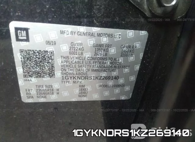 1GYKNDRS1KZ269140 фото 10