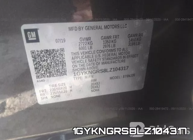 1GYKNGRS8LZ104317 фото 10