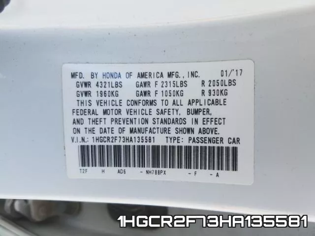 1HGCR2F73HA135581 фото 2